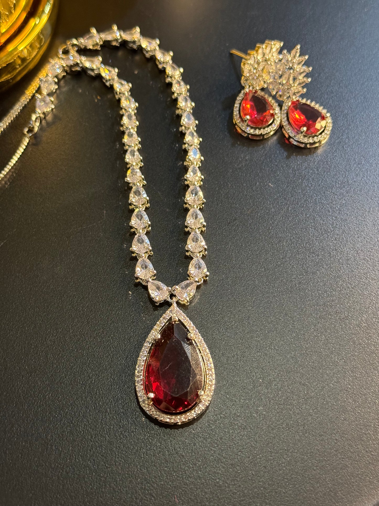 Rose Pink Diamond Cut Necklace Set